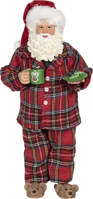 Image de Clayre & Eef Figurine de Père Noël 28 cm Rouge Vert Textile