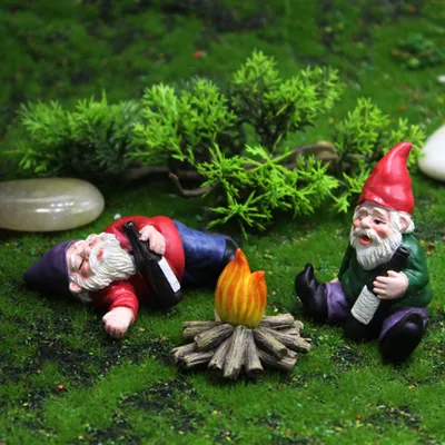 4er-Set lustige Gartenzwerge – betrunkener Zwerg, pinkelnder Zwerg, Harz