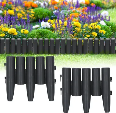 Produktbild von Jopassy Rasenkante Holzoptik Beeteinfassung Beetbegrenzung Beetumrandung kunststoff für Garten, Wiese 8,4m Anthrazit