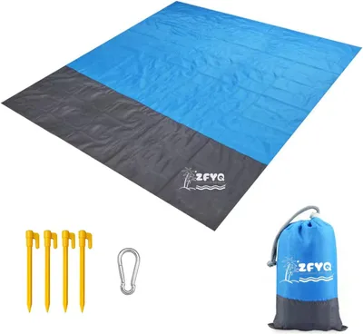 Imagen del producto de Manta impermeable para camping, de 210 x 200 cm, portátil, con estacas, ideal para picnics y actividades al aire libre