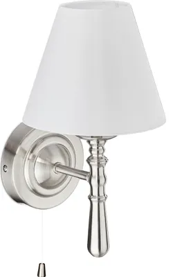 Zdjęcie produktu dla Relaxdays lampa ścienna z kloszem, wewnętrzna, włącznik pociągany, przedpokój i salon, E14, tkanina, metal, HBT 28x16x19 cm, srebrny/biały
