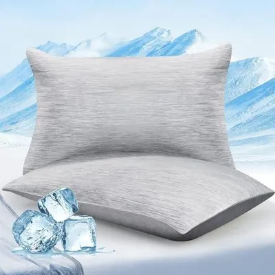 Produktbild von 2er Kühlender Kissenbezug 51cmx66cm, Japanische Q-Max>0,5 Arc-Chill 3.0 Kühlfasern mit 100% Baumwolle Kopfkissenbezug