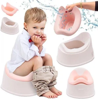 Obrázek produktu pro Dětská toaleta – Toaleta pro batolata – Pomůcka pro učení toalety – Protiskluzová a ergonomická – Vhodná do 15 kg – Bílá a růžová