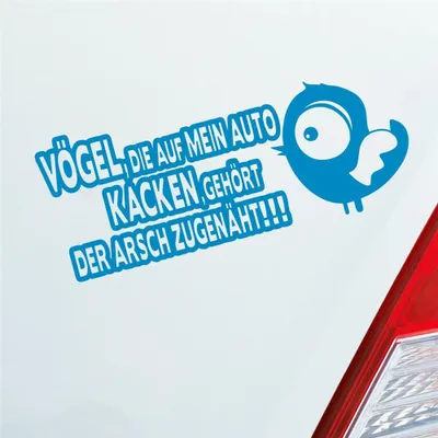 Produktbild von Auto Aufkleber Vögel die auf mein Auto kacken, gehört der Arsch zugenäht! 19x8 cm Hellblau Sticker Heckscheibenaufkleber