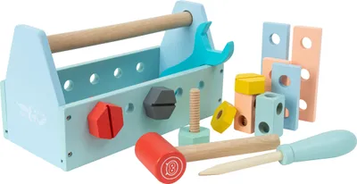 Produktbild von Spielzeug-Werkzeugkasten aus Holz mehrfarbig für Kinder ab 3 Jahren L 24,8 x B 11,8 x H 14 cm