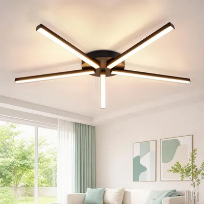 Immagine prodotto di ZMH lampada a soffitto LED bianco caldo soggiorno lampada a soffitto 24W soffitto nero 64,2 cm metallo 3000K per camera da letto soggiorno