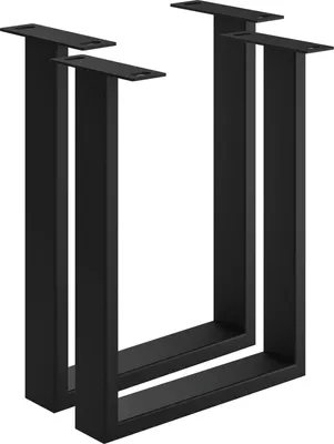 Produktbild von Bankkufe Etsi U-Form 320 mm Stahl schwarz pulverbeschichtet strukturiert - RAL 9005 - mit Verstellgleiter - 2er-Set