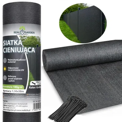 Produktbild von Schattierungsnetz 1,5 x 50 m, 95 % Abdeckung, Zaunabdeckung, UV-Schutz, 180 g