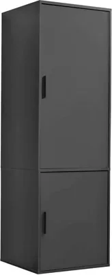Produktbild von mokebo Kleiderschrank klein in Schwarz 2-türig & 2 Fächer 'Der Grenzenlose' modularer Schlafzimmerschrank, Garderobenschrank, Flurschrank, Drehtürenschrank o. Schrank aus Holz in 60x187x58 (BxHxT)