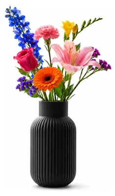 Produktbild von Boltze Nordika, Zylinderförmige Vase, Glas, Schwarz, Matt, Schwarz, Flur, Tisch