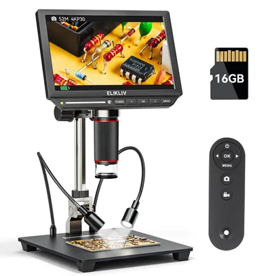 Productafbeelding van 4K Digitale Microscoop, 8" Muntenmicroscoop 2000x, 52MP HDMI Microscoop