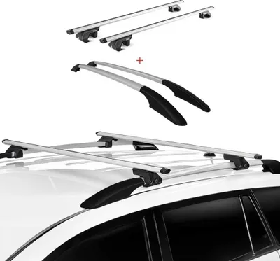 Immagine prodotto di Set barre portatutto + portapacchi per Ford Kuga 2012-2019 alluminio argento 4x