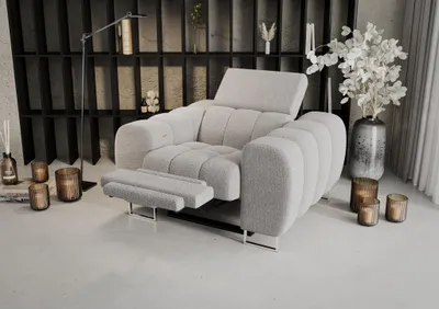 Productafbeelding van Relaxfauteuil BASTIEN RELAX, bekleed met stof Aragon in een lichtgrijze kleur