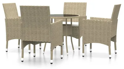 Produktbild von vidaXL 5-tlg. Garten-Essgruppe Poly Rattan Beige