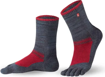 Produktbild von Knitido Outdoor Hiking Zehensocke, Größe:35-38, Farbe:Grau/Rot