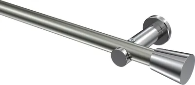 Produktbild von Interdeco Gardinenstange / Vorhangstange Edelstahl-Optik / Chrom, Typ Platon Sitra (Konus) ohne Ringe, 20 mm Ø 1-läufig, 100 cm