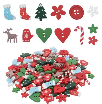 Weihnachtsstreudeko aus Holz, 100 Stück, 13 Motive, bunt