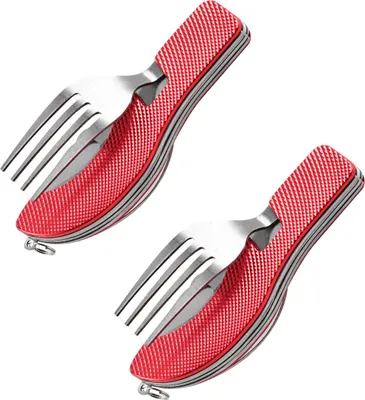 Produktbild von in 1 Klappbesteck, Edelstahl Campingbesteck, Multifunktions-Klappbesteck Messer Gabel Löffel, für Camping, Picknick, Reisen