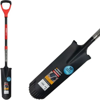 Image de Beche Strend Pro Premium RedShark, étroite, de drainage, avec manche en fibre de verre D 1280 mm