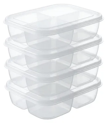 4 Lunchboxen mit 4 Fächern, 500 ml, BPA-frei, stapelbar