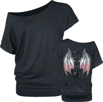 Produktbild von Gothicana by EMP Damen schwarzes lockeres T-Shirt mit Backprint L