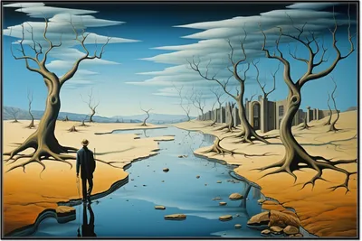 Produktbild von Wallario Wandbild Fluss der Zeit, Größe: 61 x 91,50 cm, Poster mit schwarzem Aluminiumrahmen