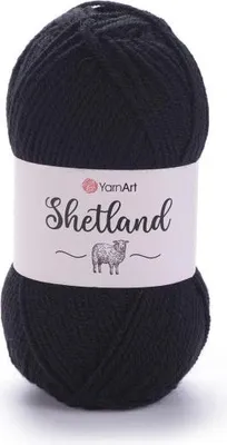 Produktbild von YarnArt Shetland Wolle, Schwarz, 100g, Warm und Weich, Waschmaschinenfest