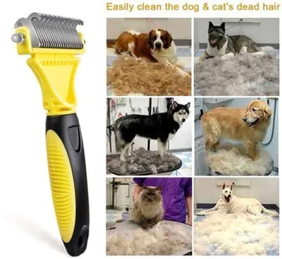 Produktbild von Hundebürste und Katzenkamm, Fellpflegebürste für Unterwolle, entfernt Verfilzungen und lose Haare