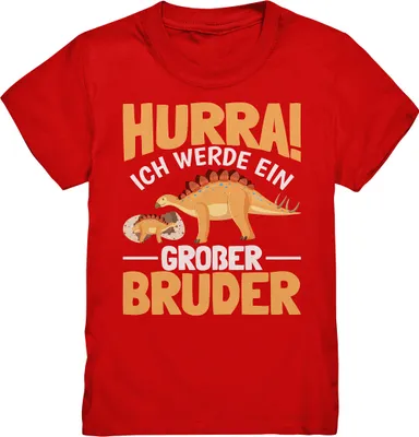 Produktbild von Hurra Großer Bruder Dinosaurier Shirt – Red / 122/128 (7-8)