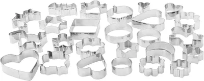 Immagine prodotto di Stampini per biscotti - Set da 25 - Diverse forme - Da 4 cm a 9 cm - Argento