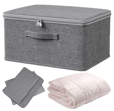 Image de Boîtes de rangement, boîte verrouillable 30 × 20 × 14 cm, boîtes de rangement pliables avec couvercle, boîte de rangement en tissu avec couvercle, idéales pour ranger les jouets et les vêtements.