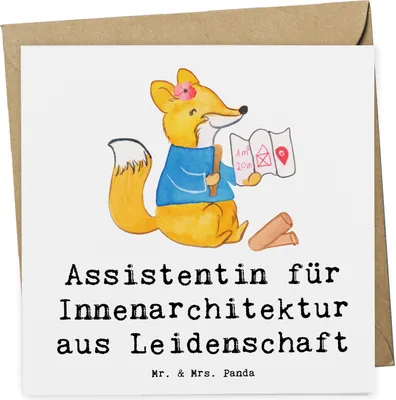 Produktbild von Mr. & Mrs. Panda Grußkarte Assistentin für Innenarchitektur Leidenschaft - Weiß - Geschenk, doppelkarte, Glückwunschkarte, faltkarte, anlasskarte, Klappkarte