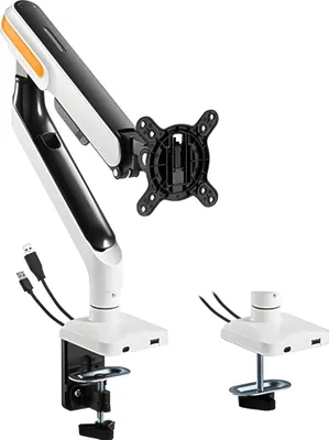 Obrázok produktu pre Pružinový držiak na monitor, čierny, dva porty USB, pružinové rameno, strieborný HDWR SolidHand-ES01U