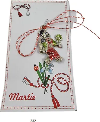 Produktbild von Martisor Cosar Märzchen Charm Anhänger als Schornsteinfeger aus Metall 232