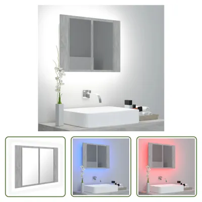 Produktbild von The Living Store LED-Bad-Spiegelschrank Betongrau 60x12x45 cm Acryl