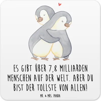Produktbild von Mr. & Mrs. Panda Untersetzer für Gläser Pinguine Kuscheln 15er Set - Weiß - Geschenk, Tassen-Untersetzer, Freund, Tischuntersetzer, Freundin, Mitbringsel, Valentinstag