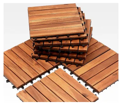 Produktbild von Terrassenfliesen aus Akazienholz, 1m², 11 Stück, 30 x 30 cm, Klickfliesen für Garten, Terrasse, Balkon