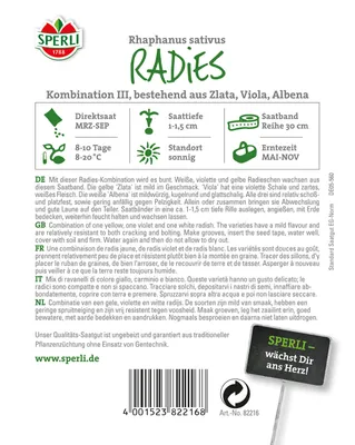 Produktbild von Radieschensamen - Radies - Kombination III, Zlata, Viola, Albena, von Sperli-Samen