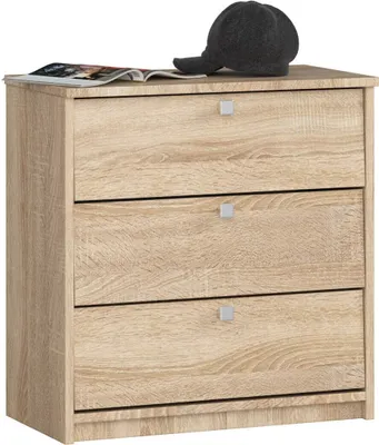Produktbild von Akord Kleiner Schuhschrank 3 Klapptüren Sonoma-Eiche 60X31X62 Cm