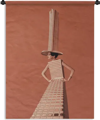Produktbild von MuchoWow® Wandteppich Wandbehang Frau - Stadt - Jahrgang 150x200 cm Tapisserie Dekoration Wandtuch - Wandaufhängung - Moderner