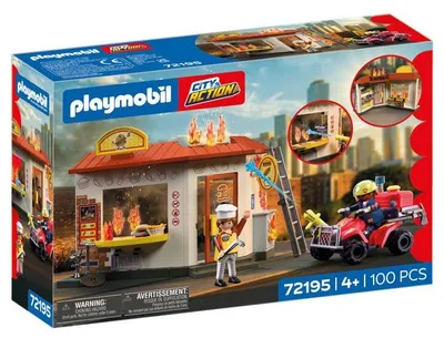 Produktbild von PLAYMOBIL City Action 72195: Bausatz "Restaurant in Flammen & Feuerwehr-Quad"