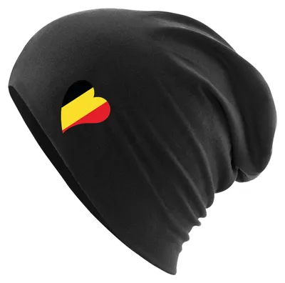 Produktbild von Huuraa Beanie Belgien Flagge Herz Black One Size Baumwolle und Elasthan Mütze Geschenkidee