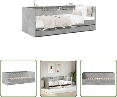 Produktbild von The Living Store Tagesbett mit Schubladen Betongrau 90x190 cm Holzwerkstoff