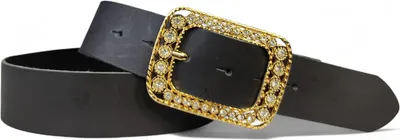 Produktbild von FRONHOFER Damen Ledergürtel 4 cm mit goldener Strass Gürtelschnalle, echt Leder