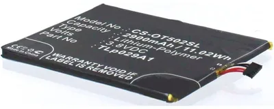 Produktbild von Akku für Alcatel TLP029A1 Li-Pol 3,8 Volt 2900 mAh schwarz.
