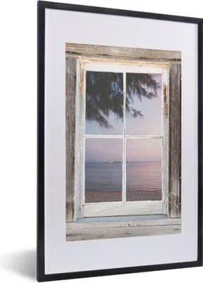 Produktbild von MuchoWow® Gerahmtes Poster Aussicht - Strand - Meer 40x60 cm - Poster mit Schwarzem Bilderrahmen Wandposter Rahmen Foto Bilder - Poster in Rahmen