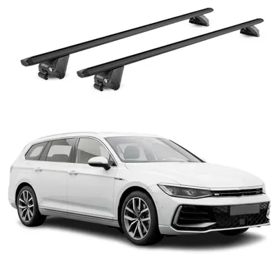Produktbild von Dachträger für VW Passat B9 Variant 2024-2026 100kg Aluminium Schwarz 2 tlg, KI-generiertes Bild