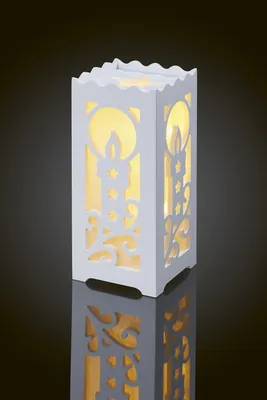 Produktbild von Leuchte Deko 9 LED Windlicht weiß Kerze Motiv Weihnachten Winter Tisch Batterie