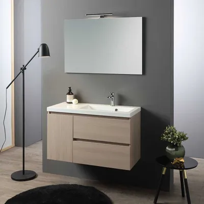 Immagine prodotto di Mobile bagno sospeso 90cm olmo lavabo decentrato dx | Malaga