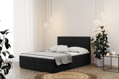 Produktbild von Boxspringbett Schlafzimmerbett CALVIN 160x200cm in Stoff Matt Velvet Schwarz